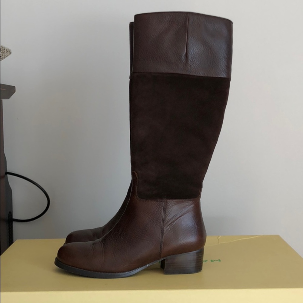 Brown Leather & Suede Tall Boots